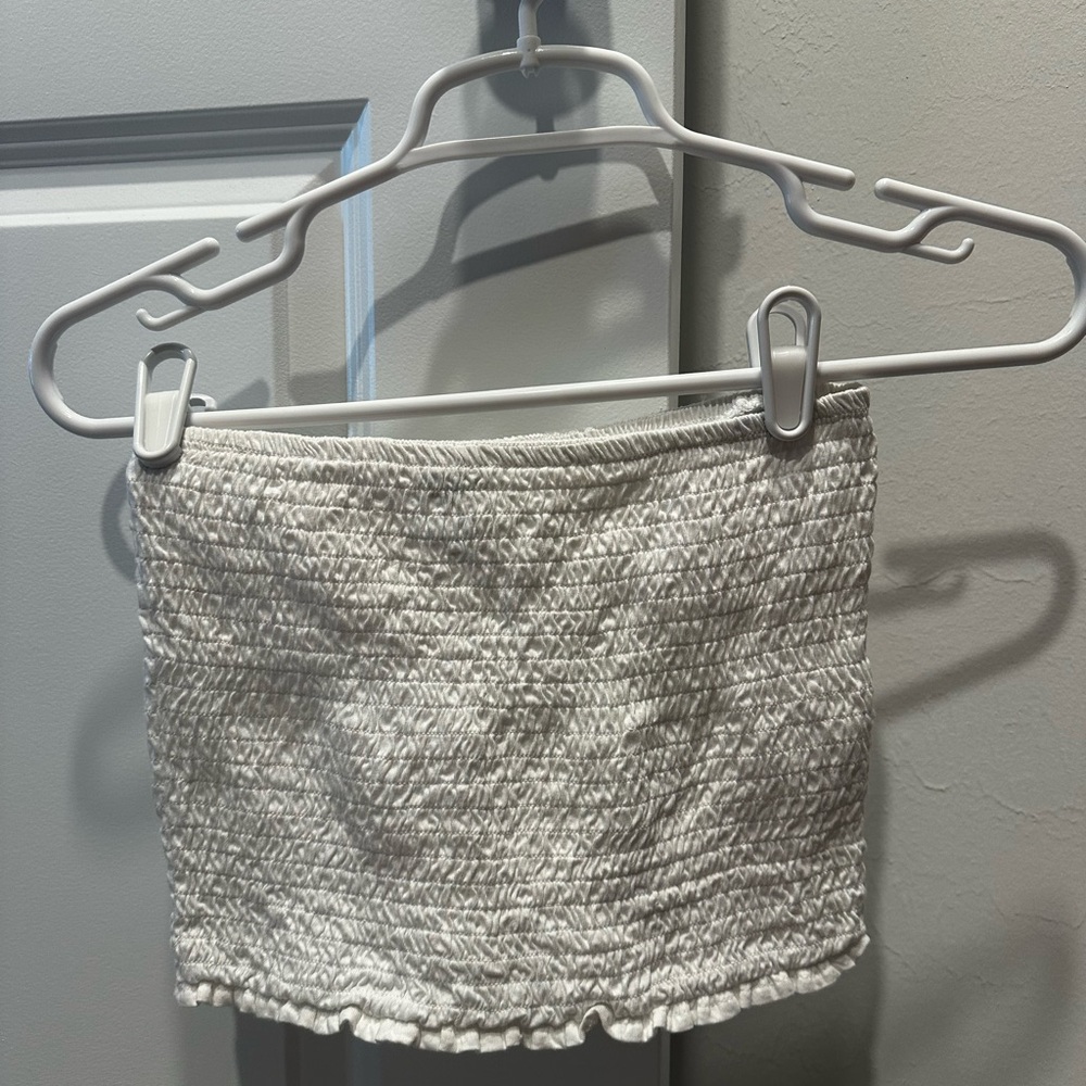 Express White Smocked Crop Top